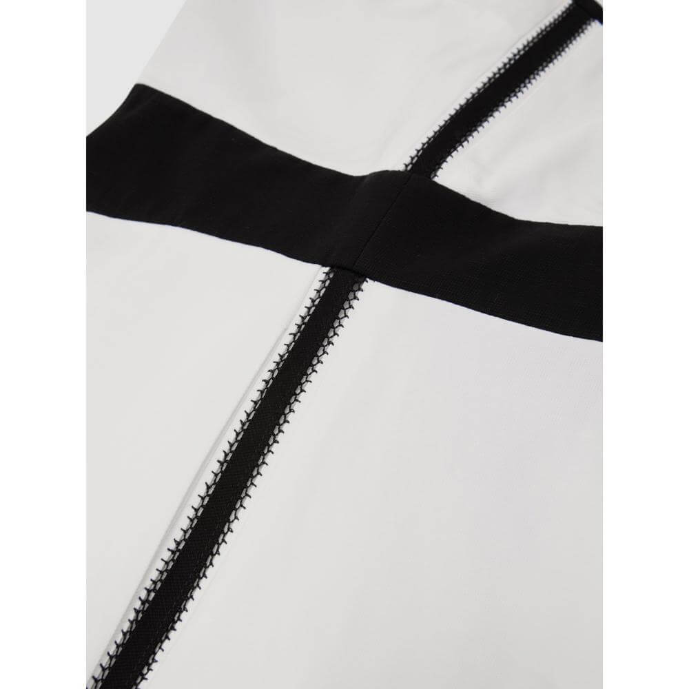 REISS Nova Contrast-Trim Cross-Back Midi Dress